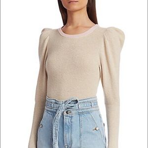 (BRAND NEW) Frame Ribbed Puff-Sleeve Sweater